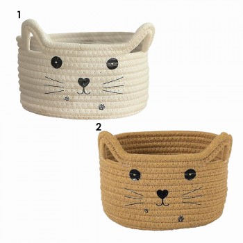 CESTA PARA ARMAZENAMENTO EM ALGODÃO MODELO GATINHOS REF: AP35673-4