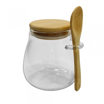 POTE DE VIDRO COM TAMPA COLHER DE BAMBU 1100ML REF: APE1100