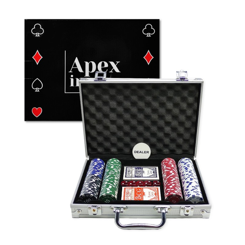 JOGO POKER EM MALETA DE ALUMÍNIO 200 FICHAS E 2 BARALHOS REF: APYYPS102