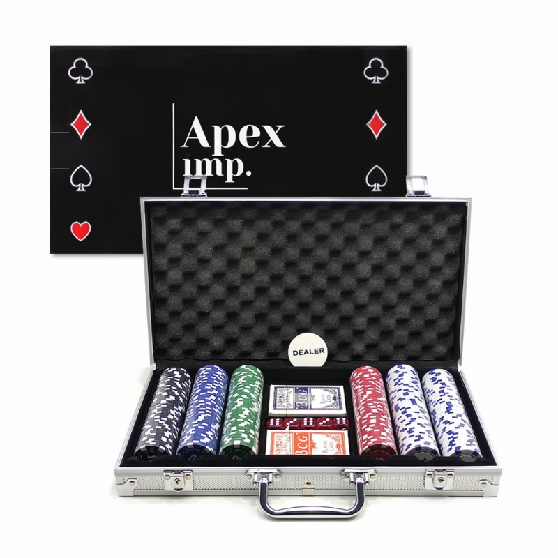 JOGO POKER EM MALETA DE ALUMÍNIO 300 FICHAS E 2 BARALHOS REF: APYYPS103