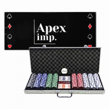 JOGO POKER EM MALETA DE ALUMÍNIO 500 FICHAS E 2 BARALHOS REF: APYYPS104