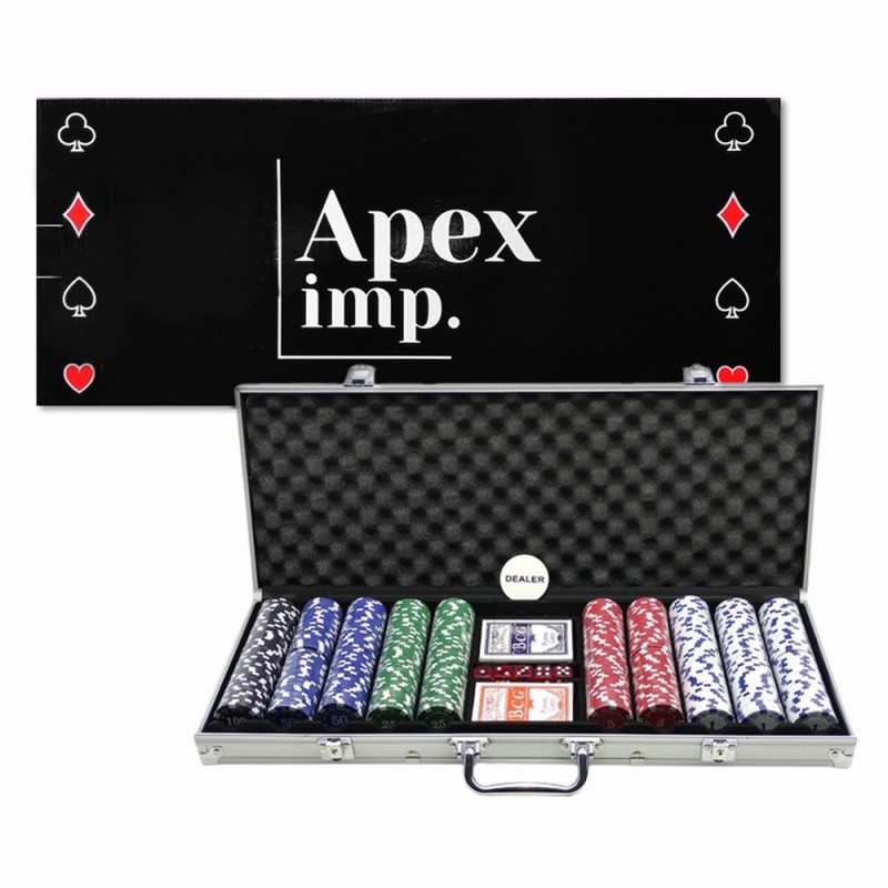 JOGO POKER EM MALETA DE ALUMÍNIO 500 FICHAS E 2 BARALHOS REF: APYYPS104 JOGO POKER EM MALETA DE ALUMÍNIO 500 FICHAS E 2 BARALHOS REF: APYYPS104