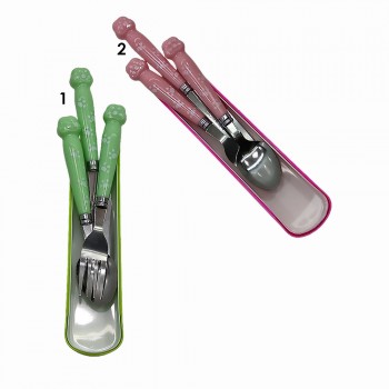 CONJUNTO COM GARFO, FACA E COLHER MODELO PATINHAS EM INOX REF: AP21151