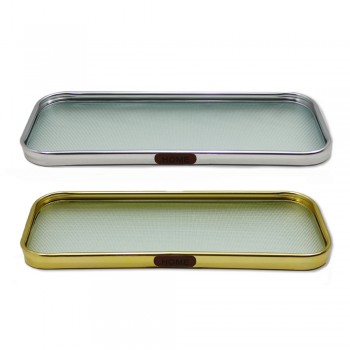 BANDEJA DECORATIVA EM VIDRO COM BORDAS METALIZADA REF: AP6882-75