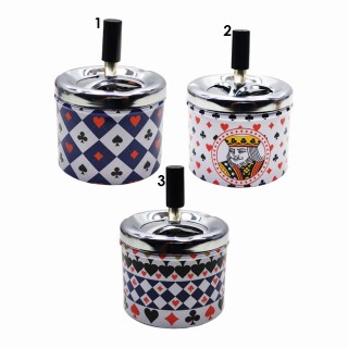CINZEIRO DE MESA REDONDO EM METAL ESTAMPADO COM TAMPA GIRATORIA REF: AP35379R-3