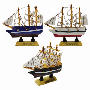 ENFEITE DECORATIVO DE MESA MODELO BARCO EM MADEIRA REF: AP60B-10CM