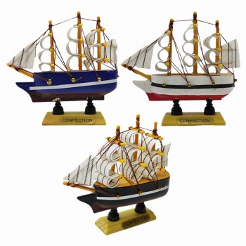 ENFEITE DECORATIVO DE MESA MODELO BARCO EM MADEIRA REF: AP60B-10CM