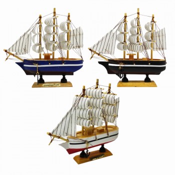 ENFEITE DECORATIVO DE MESA MODELO BARCO EM MADEIRA REF: AP60B-16CM