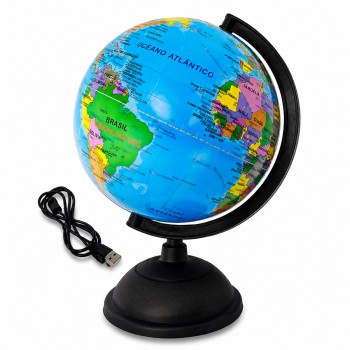 GLOBO TERRESTRE DECORATIVO COM ILUMINAÇÃO EM PLÁSTICO E CABO USB REF: APJF2000CP01L