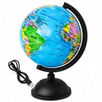 GLOBO TERRESTRE DECORATIVO COM ILUMINAÇÃO EM PLÁSTICO E CABO USB REF: APJF2500CP01L