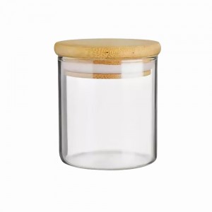 POTE DE VIDRO COM TAMPA EM BAMBU 195ML REF: APP6080 POTE DE VIDRO COM TAMPA EM BAMBU 195ML REF: APP6080