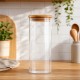 POTE DE VIDRO COM TAMPA DE BAMBU 245ML REF: APP60100