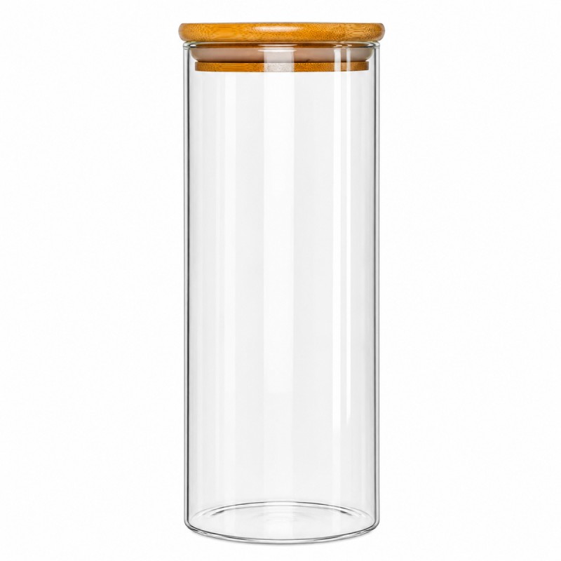 POTE DE VIDRO COM TAMPA DE BAMBU 245ML REF: APP60100