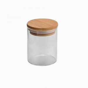 POTE DE VIDRO COM TAMPA EM BAMBU REF: APG4760 POTE DE VIDRO COM TAMPA EM BAMBU REF: APG4760