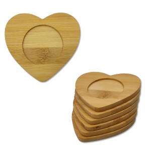 KIT COM 6 PORTA COPOS FORMATO CORAÇÃO EM BAMBU REF: APCP-6H KIT COM 6 PORTA COPOS FORMATO CORAÇÃO EM BAMBU REF: APCP-6H