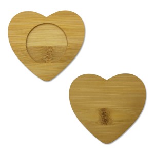 KIT COM 6 PORTA COPOS FORMATO CORAÇÃO EM BAMBU REF: APCP-6H