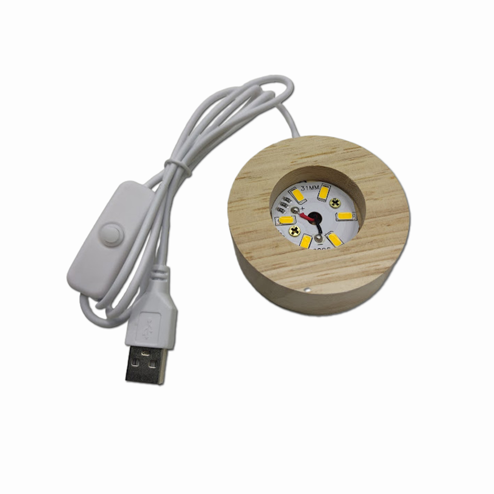 BASE DE LUMINARIA EM LED AMARELA CABO USB BASE EM MADEIRA REF: AP7814ST-YE