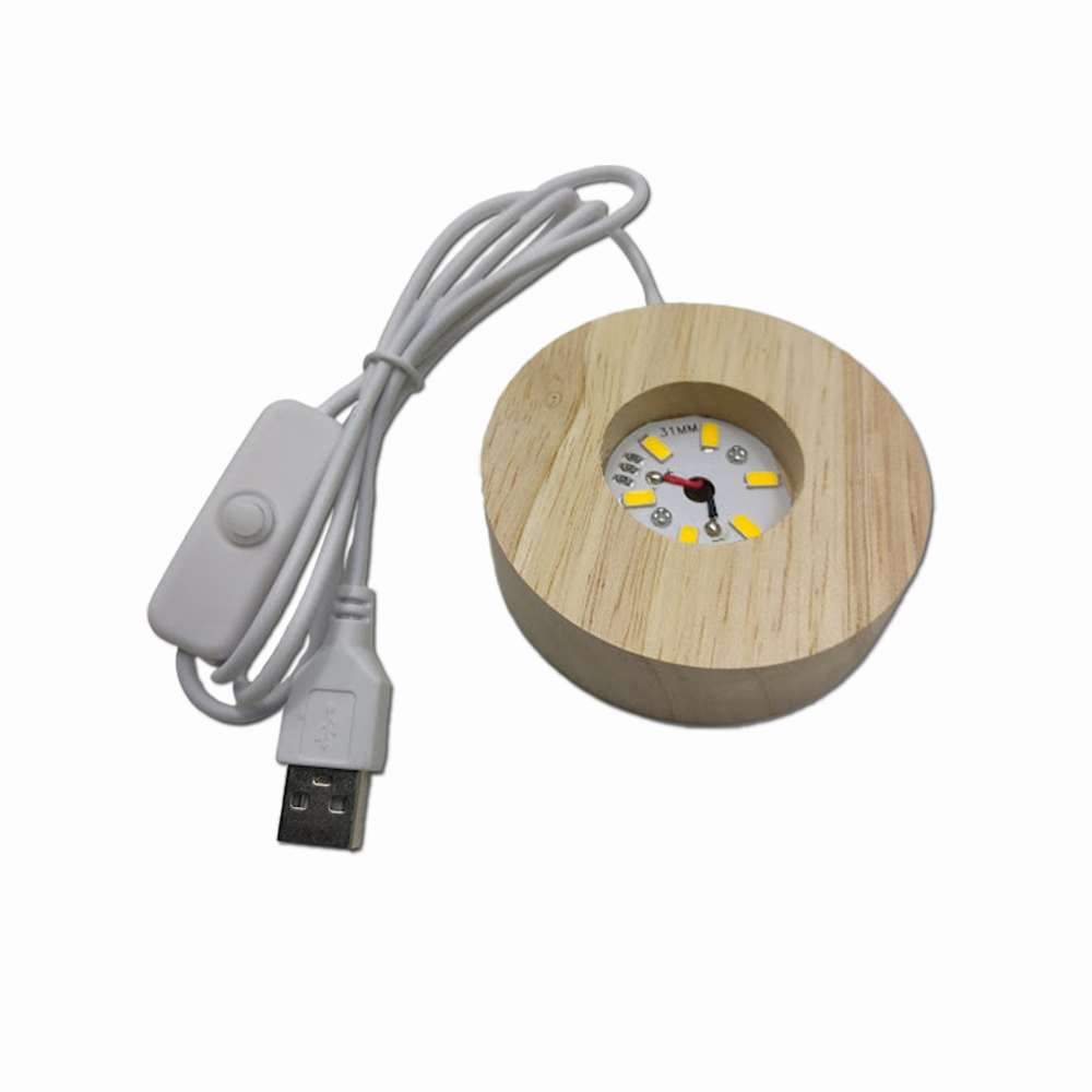 BASE DE LUMINARIA EM LED AMARELA CABO USB BASE EM MADEIRA REF: AP7814ST-8YE