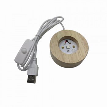 BASE DE LUMINARIA EM LED COLORIDA CABO USB BASE EM MADEIRA REF: AP7812ST-C
