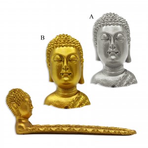 PORTA INCENSO MODELO CABEÇA DE BUDA EM RESINA PLÁSTICA REF: AP22080-2