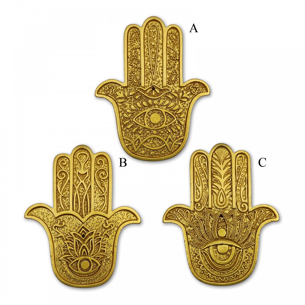 PORTA INCENSO MÃO HAMSA EM RESINA PLÁSTICA REF: APHY2303M-GD PORTA INCENSO MÃO HAMSA EM RESINA PLÁSTICA REF: APHY2303M-GD