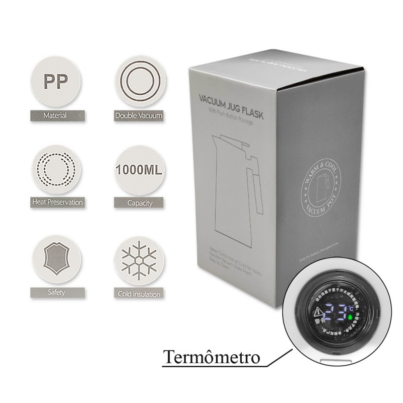 GARRAFA TÉRMICA EM PLÁSTICO COM TERMÔMETRO 1L REF: APXW029 GARRAFA TÉRMICA EM PLÁSTICO COM TERMÔMETRO 1L REF: APXW029