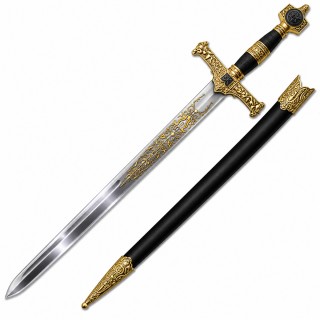 ESPADA MEDIEVAL DECORATIVA EM METAL 86CM REF: PFL9136BK