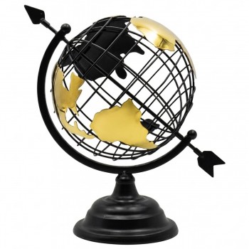 ENFEITE DECORATIVO DE MESA MODELO GLOBO TERRESTRE DE METAL REF: APBY7140BK-G