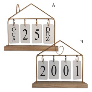 CALENDÁRIO DECORATIVO DE MESA EM MADEIRA COM ARGOLAS REF: APRL005GD
