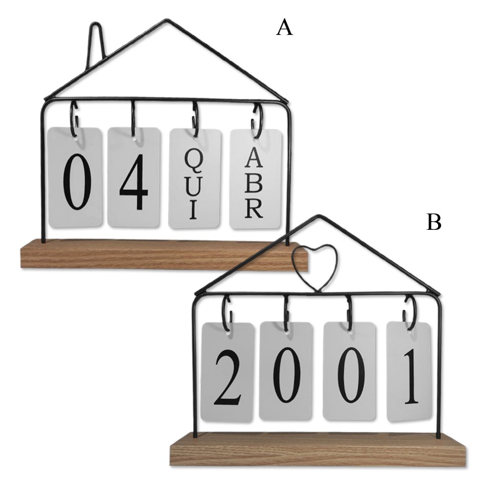 CALENDÁRIO DECORATIVO DE MESA EM MADEIRA COM ARGOLAS REF: APRL006BK