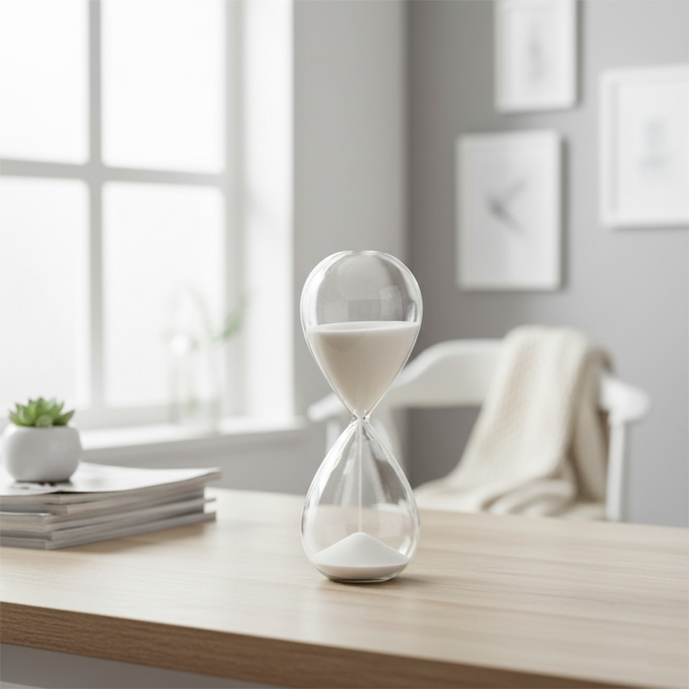 AMPULHETA DECORATIVA DE MESA EM VIDRO 16CM  REF: AP65160A