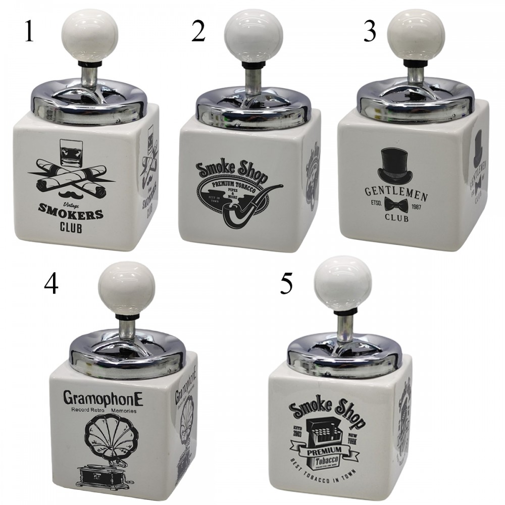 CINZEIRO QUADRADO DE MESA DE CERÂMICA COM TAMPA GIRATÓRIA REF: APYG4839 CINZEIRO QUADRADO DE MESA DE CERÂMICA COM TAMPA GIRATÓRIA REF: APYG4839