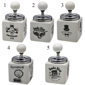 CINZEIRO QUADRADO DE MESA DE CERÂMICA COM TAMPA GIRATÓRIA  REF: APYG4839