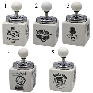 CINZEIRO QUADRADO DE MESA DE CERÂMICA COM TAMPA GIRATÓRIA  REF: APYG4839