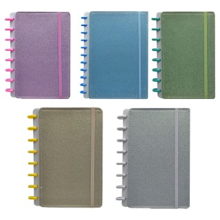 CADERNO A4 DE DISCO PARA ANOTAÇOES COM GLITTER COM 80 FOLHAS EM PLÁSTICO REF: AP8313-A4
