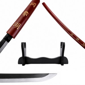 KATANA DECORATIVA DE METAL COM LÂMINA SEM CORTE E SUPORTE DE MADEIRA REF: PFL249113-1