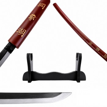 KATANA DECORATIVA DE METAL COM LÂMINA SEM CORTE E SUPORTE DE MADEIRA REF: PFL249113-1