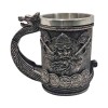 CANECA COM ALÇA MODELO VIKINGS 600ML EM METAL INOX E REVESTIDA DE RESINA DE PVC REF: AP230084