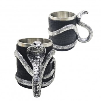 CANECA COM ALÇA MODELO COBRA 400ML EM METAL INOX E REVESTIDA DE RESINA DE PVC REF: AP230071SL