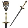 ESPADA DECORATIVA COM LÂMINA SEM CORTE DE METAL E SUPORTE DE MADEIRA REF: PFL249123