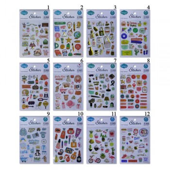 CARTELA DE ADESIVOS EM PLÁSTICO MODELO CORES E MOTIVOS DIVERSOS EM PLÁSTICO REF: APCTHQ