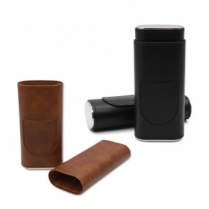 ESTOJO PORTÁTIL PARA ARMAZENAGEM DE CHARUTOS CAPACIDADE PARA 3 EM COURO SINTÉTICO REF: APGC03