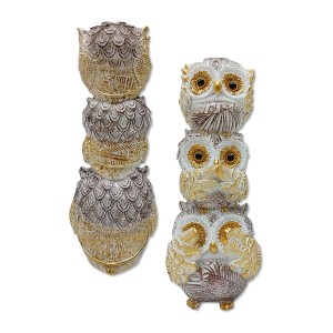 ENFEITE DE MESA MODELO CORUJA EM RESINA PLÁSTICA REF: AP32215