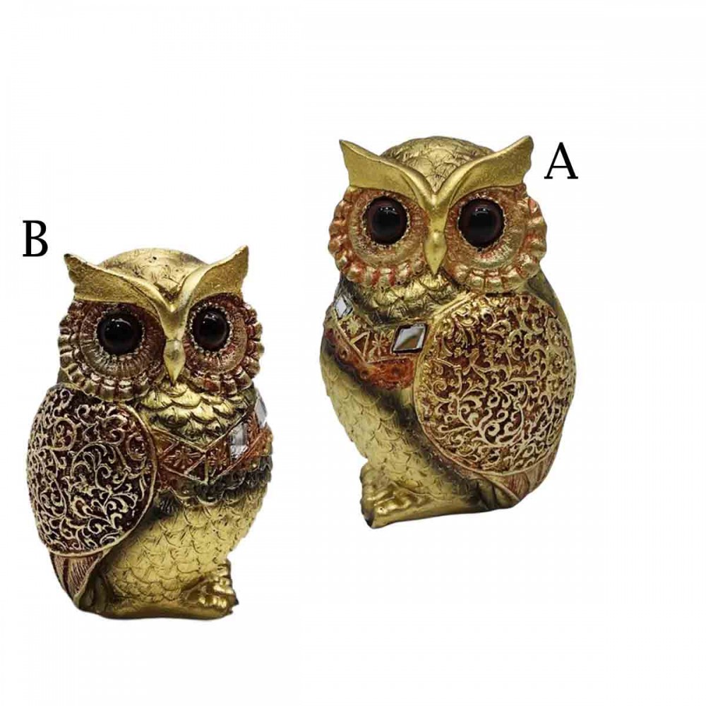 ENFEITE DECORATIVO MODELO CORUJA EM RESINA PLÁSTICA REF: AP6643OWL