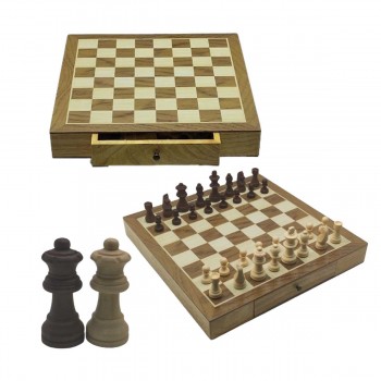 TABULEIRO DE XADREZ 32PÇS COM GAVETA EM MADEIRA MDF REF: APW3302A