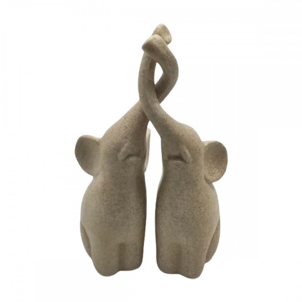 ENFEITE DECORATIVO MODELO CASAL DE ELEFANTES EM RESINA PLÁSTICA REF: AP7737E-2