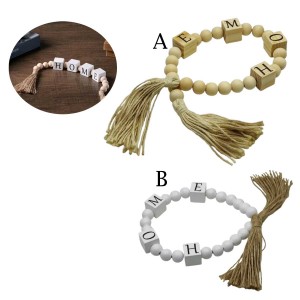 COLAR DECORATIVO DE MESA COM 21 ESFERAS DE MADEIRA E CORDA DE CANHAMO E ALGODAO REF: AP9345H20