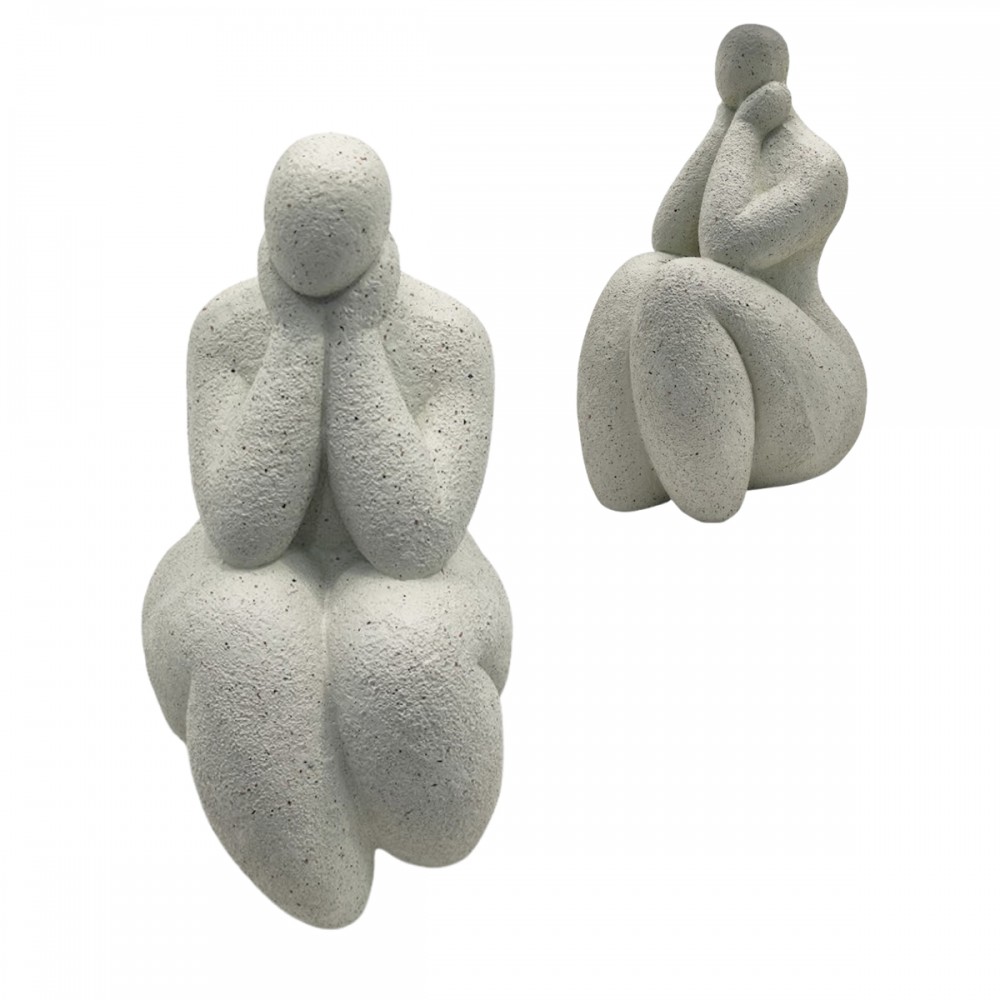 ENFEITE DECORATIVO DE MESA MODELO MULHER PENSANDO EM RESINA PLÁSTICA REF: AP674806S