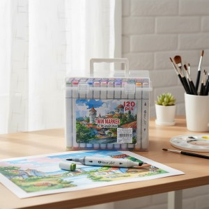 CONJUNTO CANETA DE PONTAS DUPLAS COM 120 CORES REF: APACBS-120 CONJUNTO CANETA DE PONTAS DUPLAS COM 120 CORES REF: APACBS-120