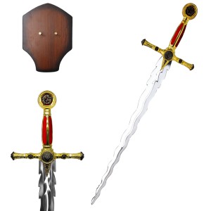 ESPADA DECORATIVA COM LÂMINA SEM CORTE E SUPORTE DE MADEIRA REF: PFL25963